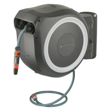 Gardena Wandslangenbox Roll Up 25m Grijs/wit Incl. Tuinspuit 1 Gardena Wandslangenbox Roll Up 25m Grijs/wit Incl. Tuinspuit