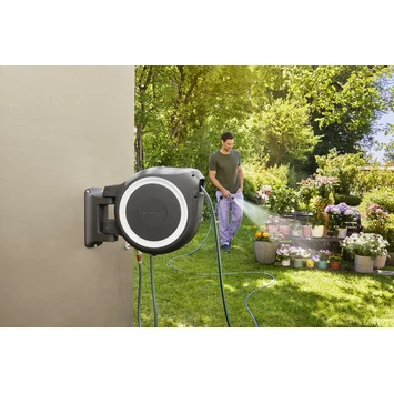 Gardena Wandslangenbox Roll Up 25m Grijs/wit Incl. Tuinspuit 2 Gardena Wandslangenbox Roll Up 25m Grijs/wit Incl. Tuinspuit - Afbeelding 2
