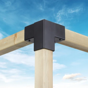 Paalverbinder Voor Pergola Hoekstuk 3-kants 9x9 Cm Zwart 2 Paalverbinder Voor Pergola Hoekstuk 3-kants 9x9 Cm Zwart - Afbeelding 2